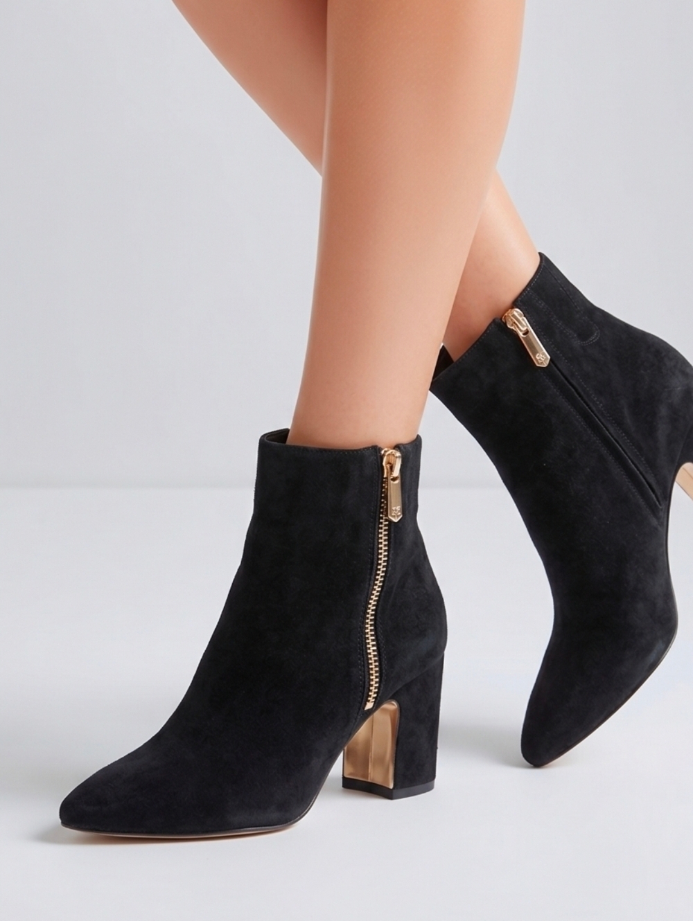 Sam Edelman Hilty Black Suede Ankle Boots Size 6.5M